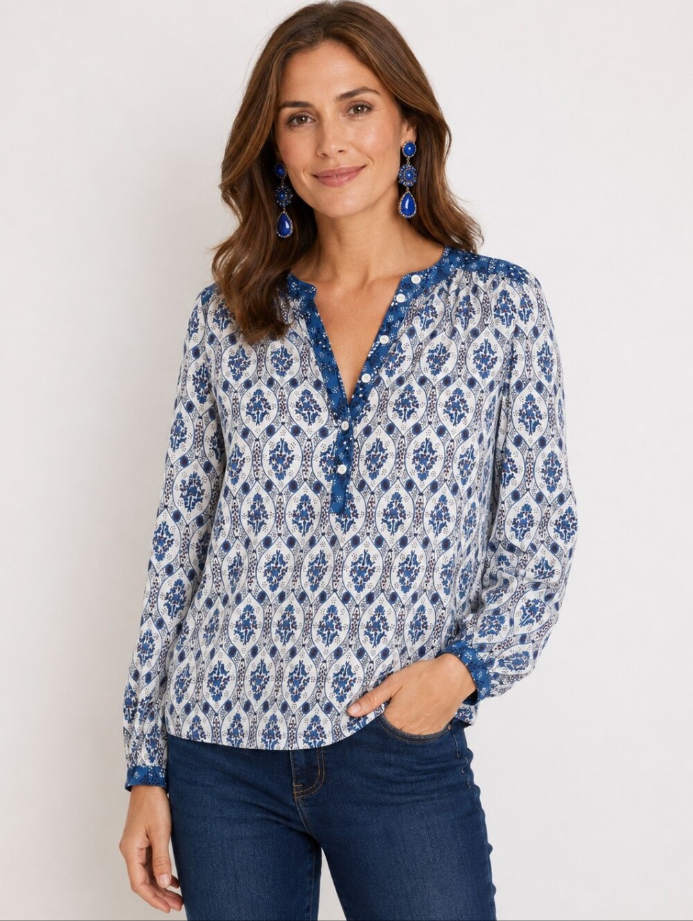 Boden Long Sleeve V-neck Top